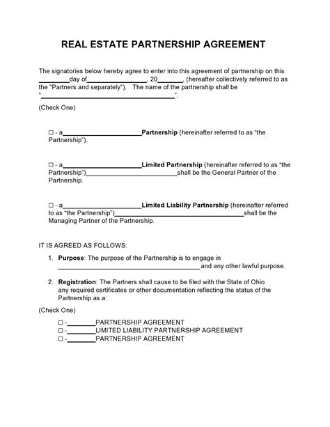 Real Estate Team Partnership Agreement Template