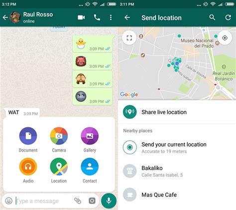 Real-Time Location Sharing in WhatsApp