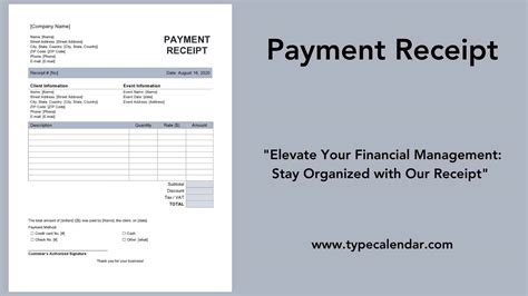 Receipt Of Payment Template