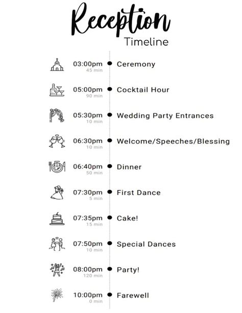 Reception Schedule Template