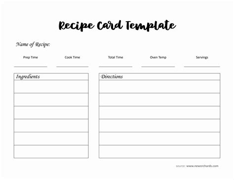 Recipe Card Template For Word