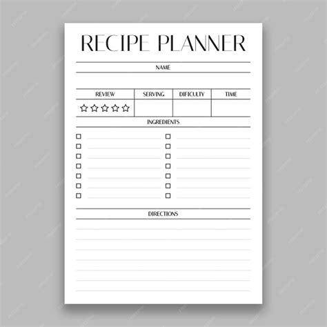 Recipe Planner Template