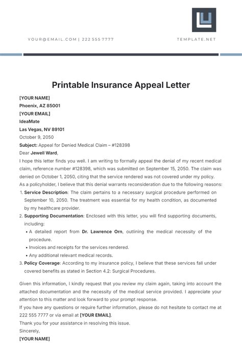 Reconsideration Insurance Appeal Letter Template