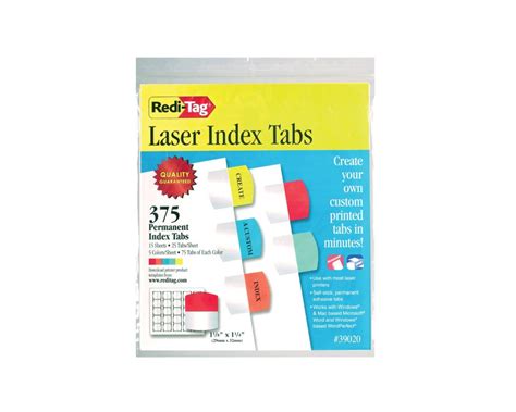 Reditag Laser Index Tabs Template