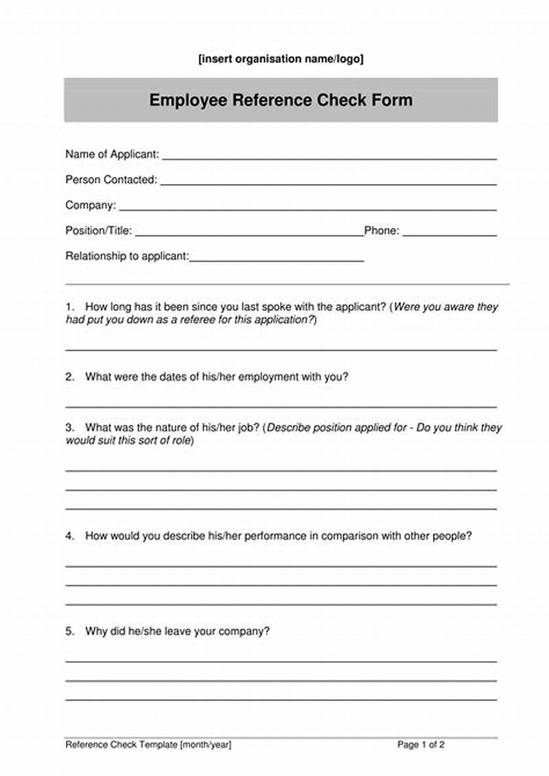 Reference Check Form Template