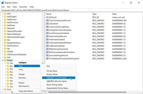 Create New DWORD Value