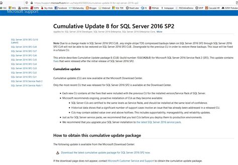 Registry Information for SQL Server 2016 SP2 Cumulative Update 8