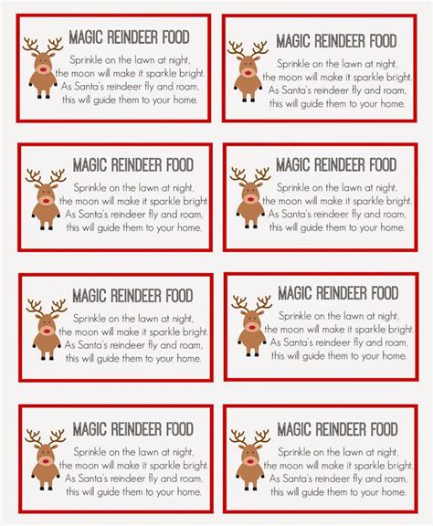 Reindeer Food Tags Printable Free