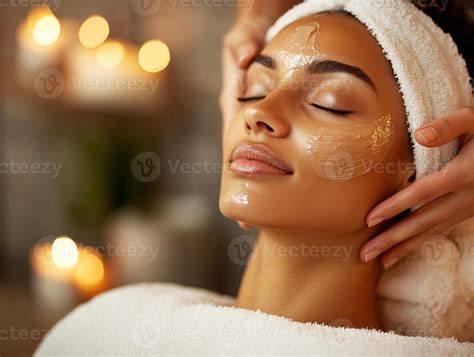 Relaxing spa facial ambiance