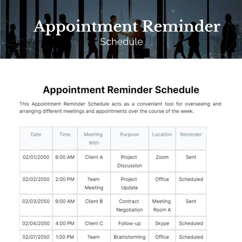 Reminder To Schedule Appointment Template