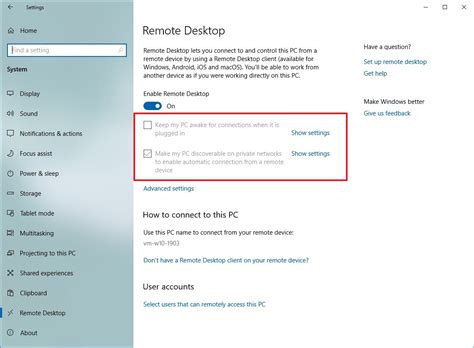 Remote Desktop Settings