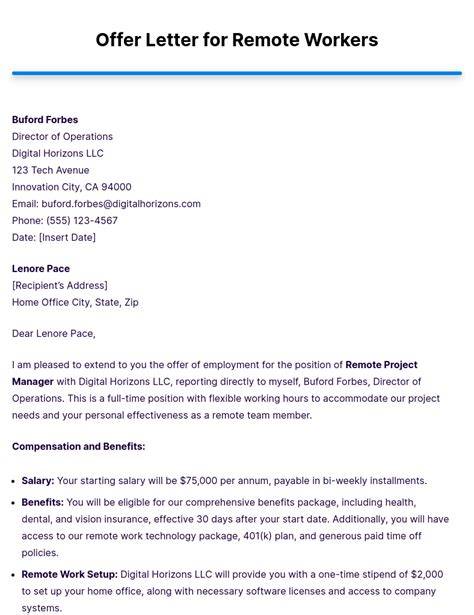 Remote job offer letter