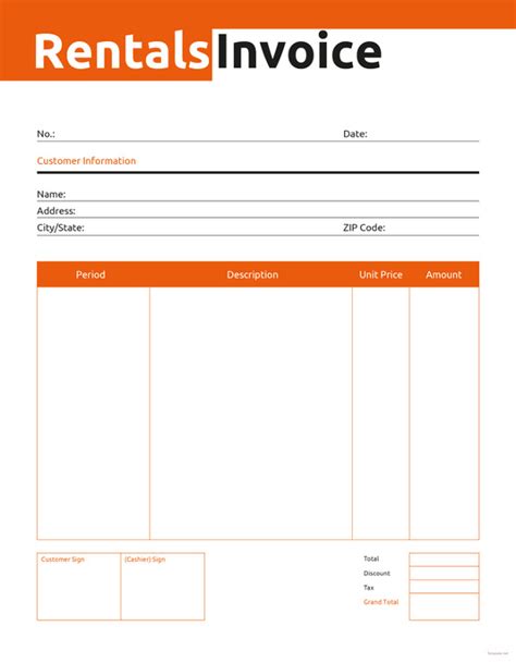 Rental Invoice Templates