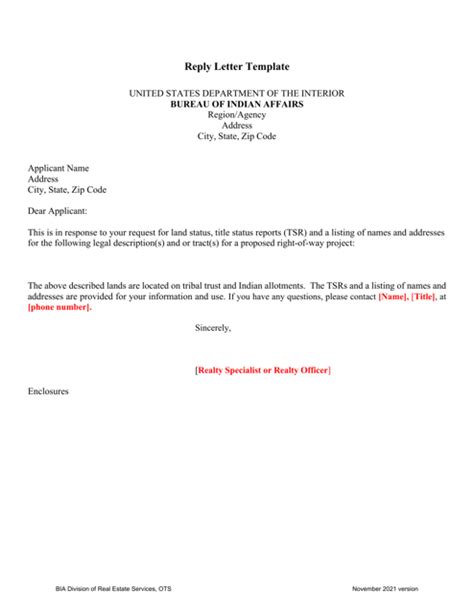 Reply Letter