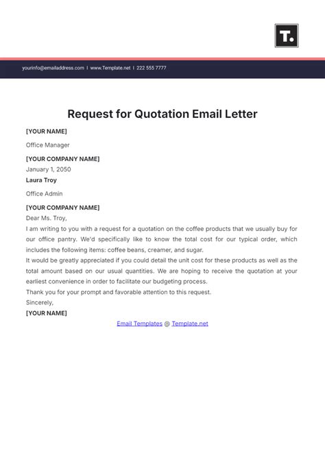 Request For Quotation Template Email