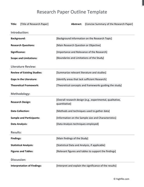 Research Paper Outline Template