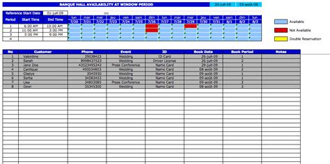 Reservation Calendar Template