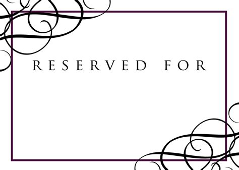 Reserved Table Signs Template