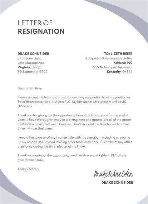 Resignation Letter