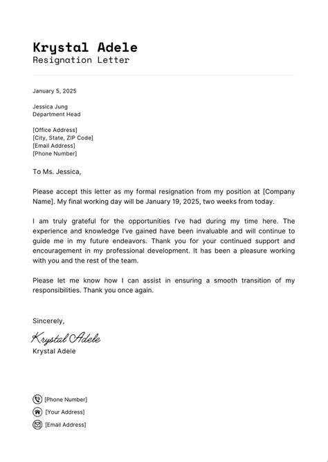 Resignation letter on phone