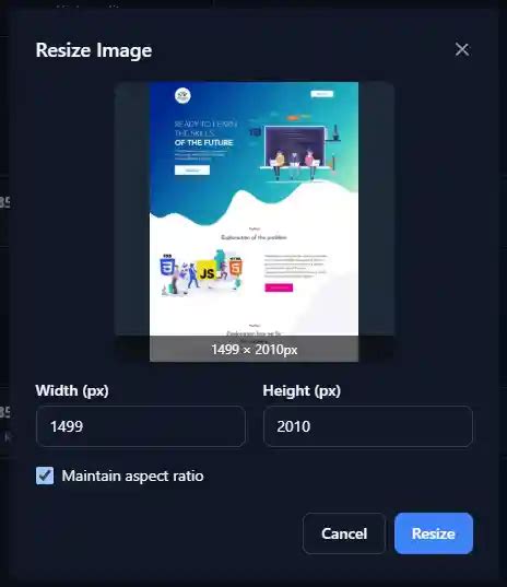Resize Dialog Options