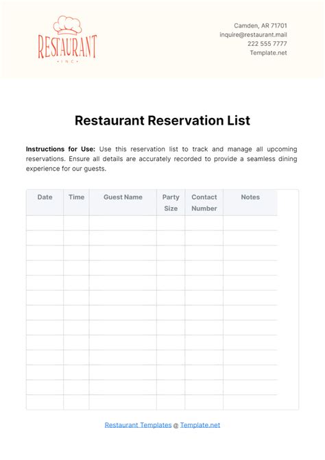 Restaurant List Template