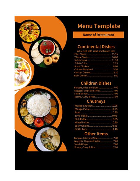 Restaurant Menu Templates Free