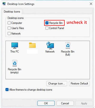 Restore Recycle Bin via Personalization Settings