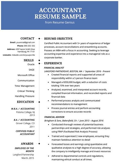 Resume Template Accountant