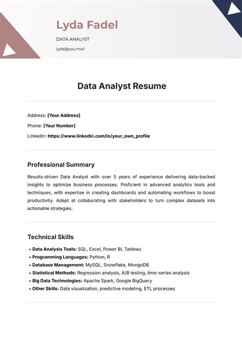Resume Template For Data Analyst