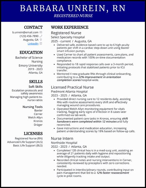 Resume Template For Nurses