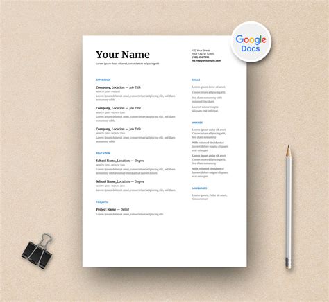 Resume Template On Google Docs