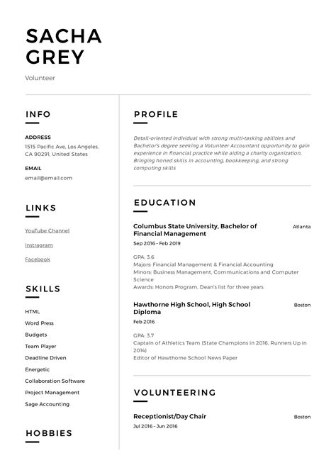 Resume Template With Volunteer Experience