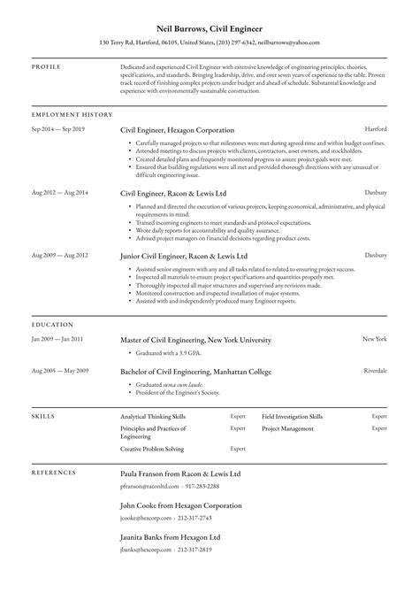 Resume Templates Engineering