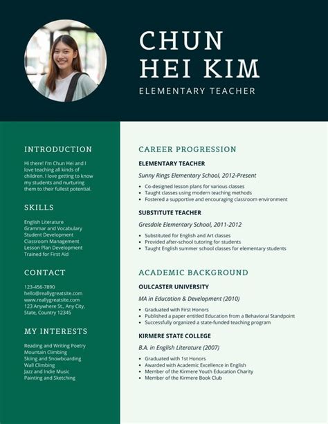 Resume Templates For Teacher
