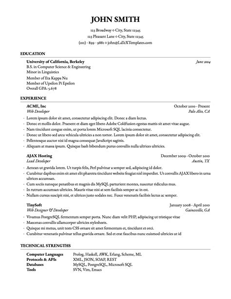 Resume Templates Latex
