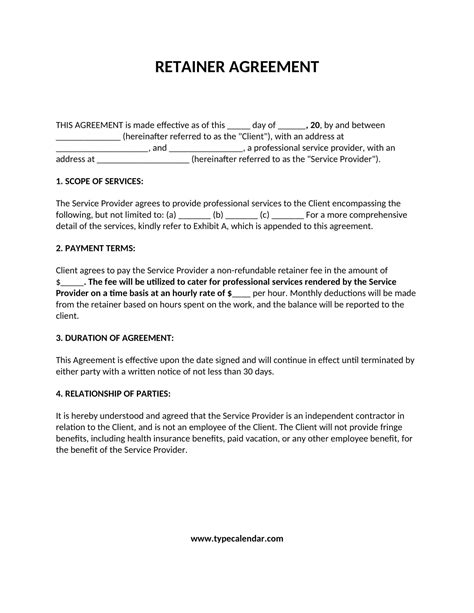 Retainer Contract Template