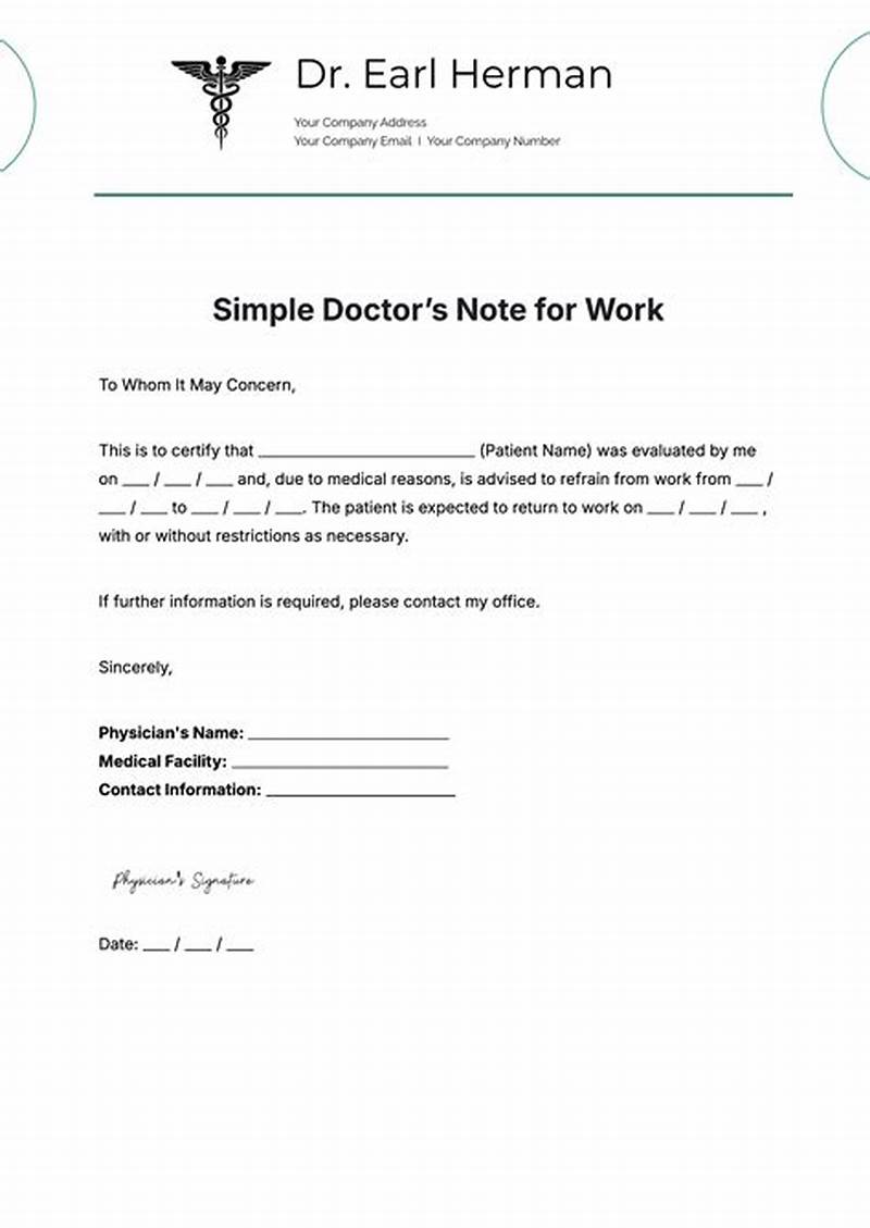Return To Work Doctors Note Template