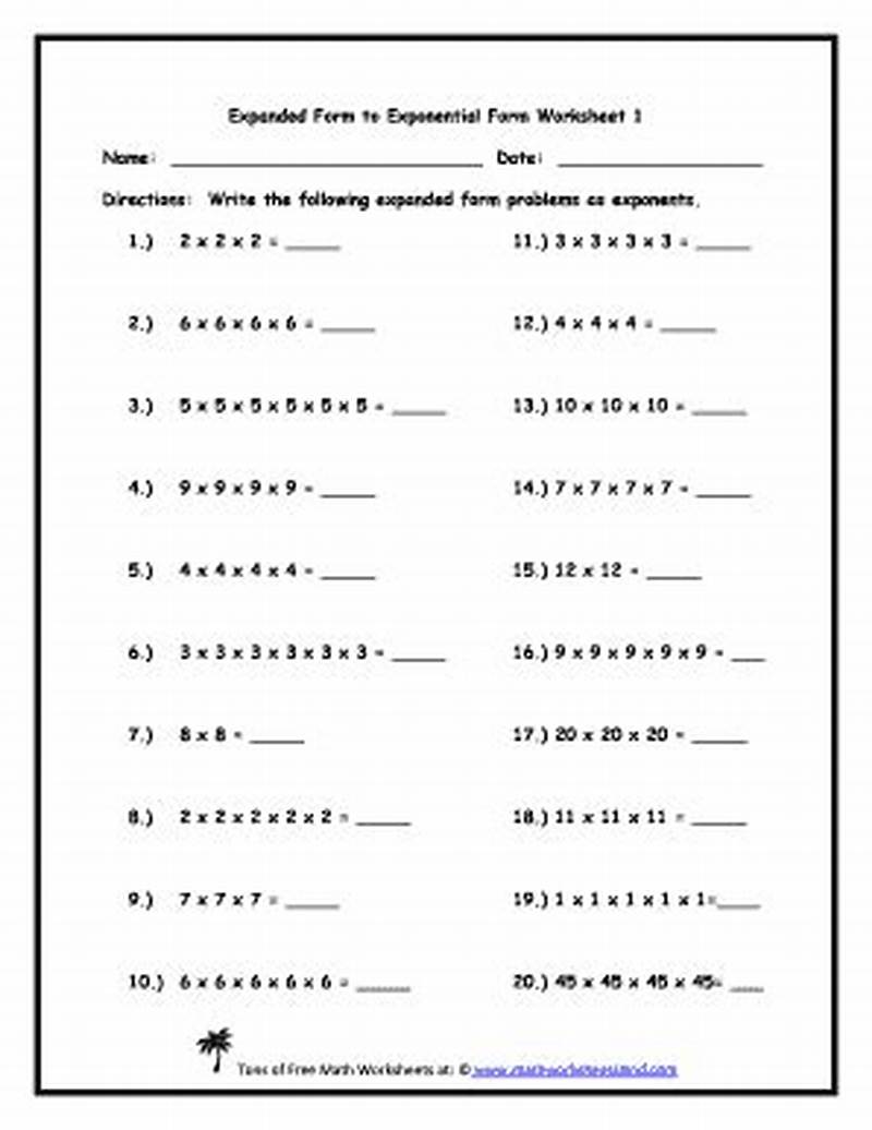 Rewrite Each Equation In Exponential Form Worksheet