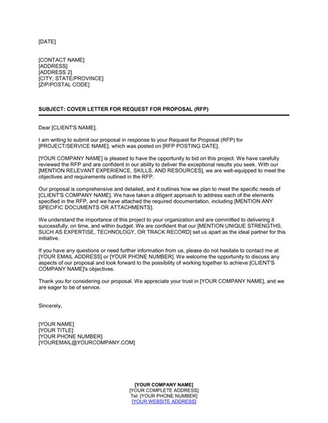 Rfp Cover Letter Template