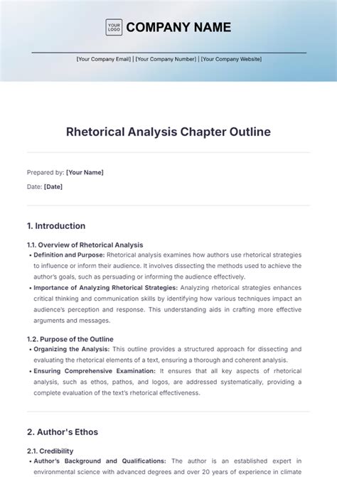 Rhetorical Analysis Template