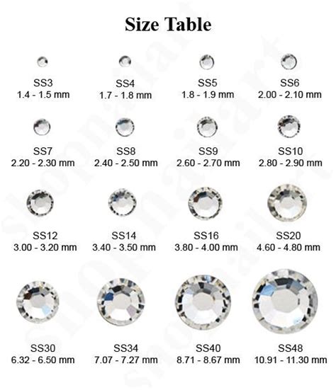Rhinestone Mm Size Chart