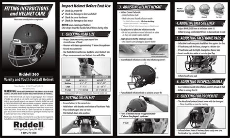 Riddell Helmet Size Chart