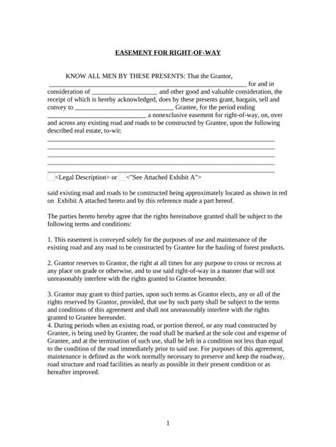 Right Of Way Agreement Template