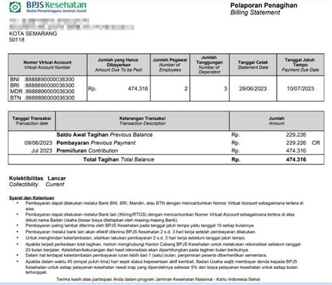 Rincian Tagihan Bank