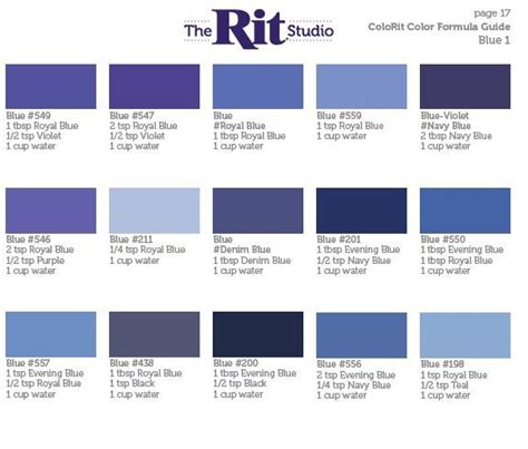 Rit Dye Blue Color Chart