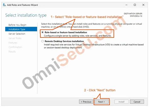 Select Role-based or feature-based installation