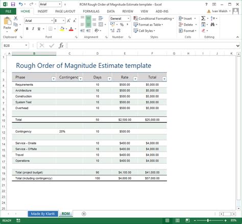 Rom Template Excel