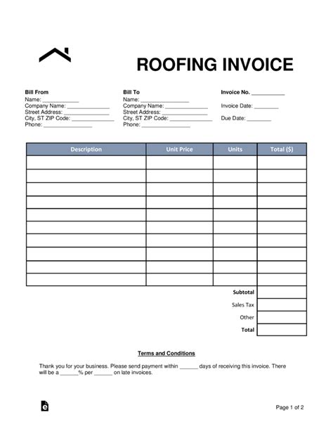 Roofing Invoice Template
