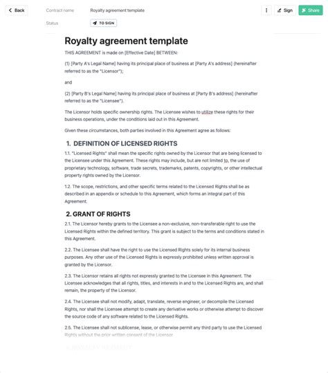 Royalty Contract Template